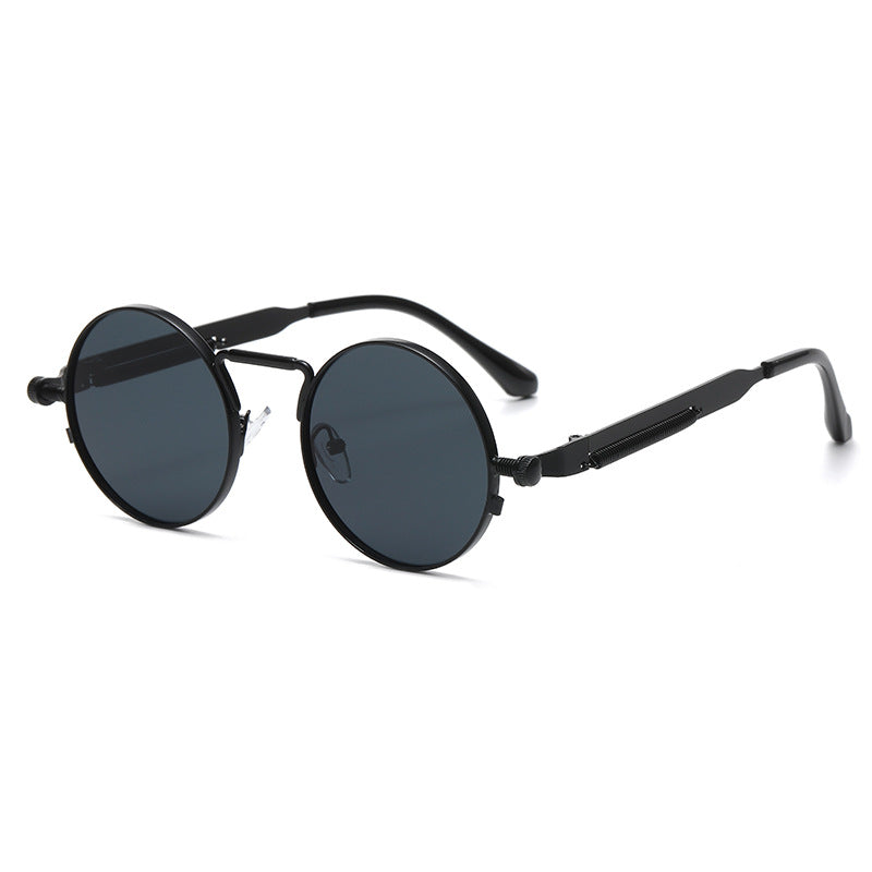 Wholesale Vintage Round Frame Steampunk Style Metal Spring Leg PC Sunglasses